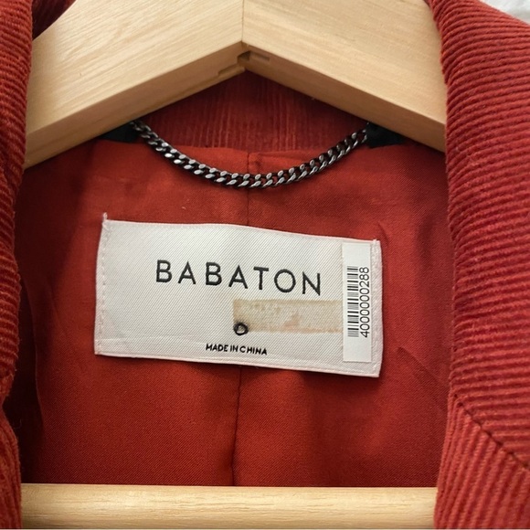 Aritzia || Babaton Taylor Corduroy Blazer Jacket Rust Red Orange 0 - Picture 3 of 8